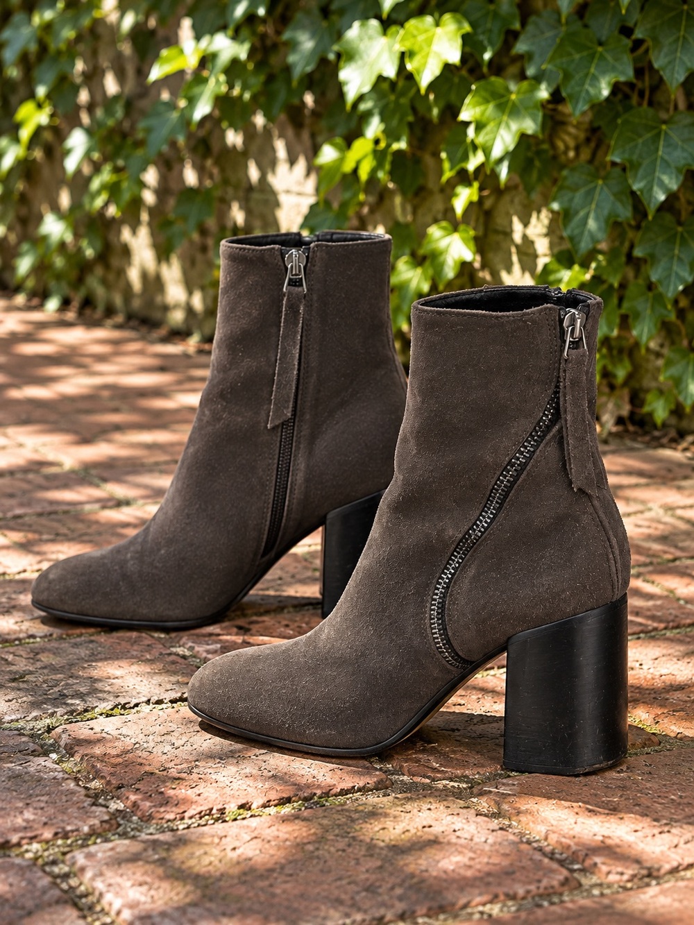 ALBERTO FERMANI Gray Suede Double Zip Ankle Boots, IT 39